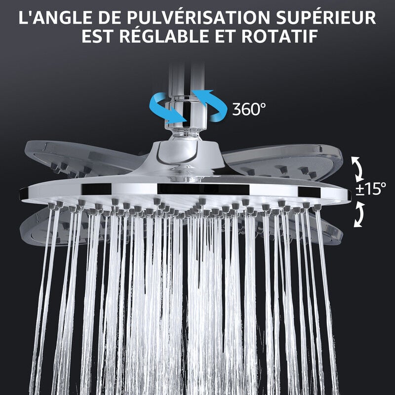 Homelody Système de douche séparable,Colonne de douche sans robinetterie,avec pomme de douche et tête de douche,Douchette à main,inoxydable tige Douche