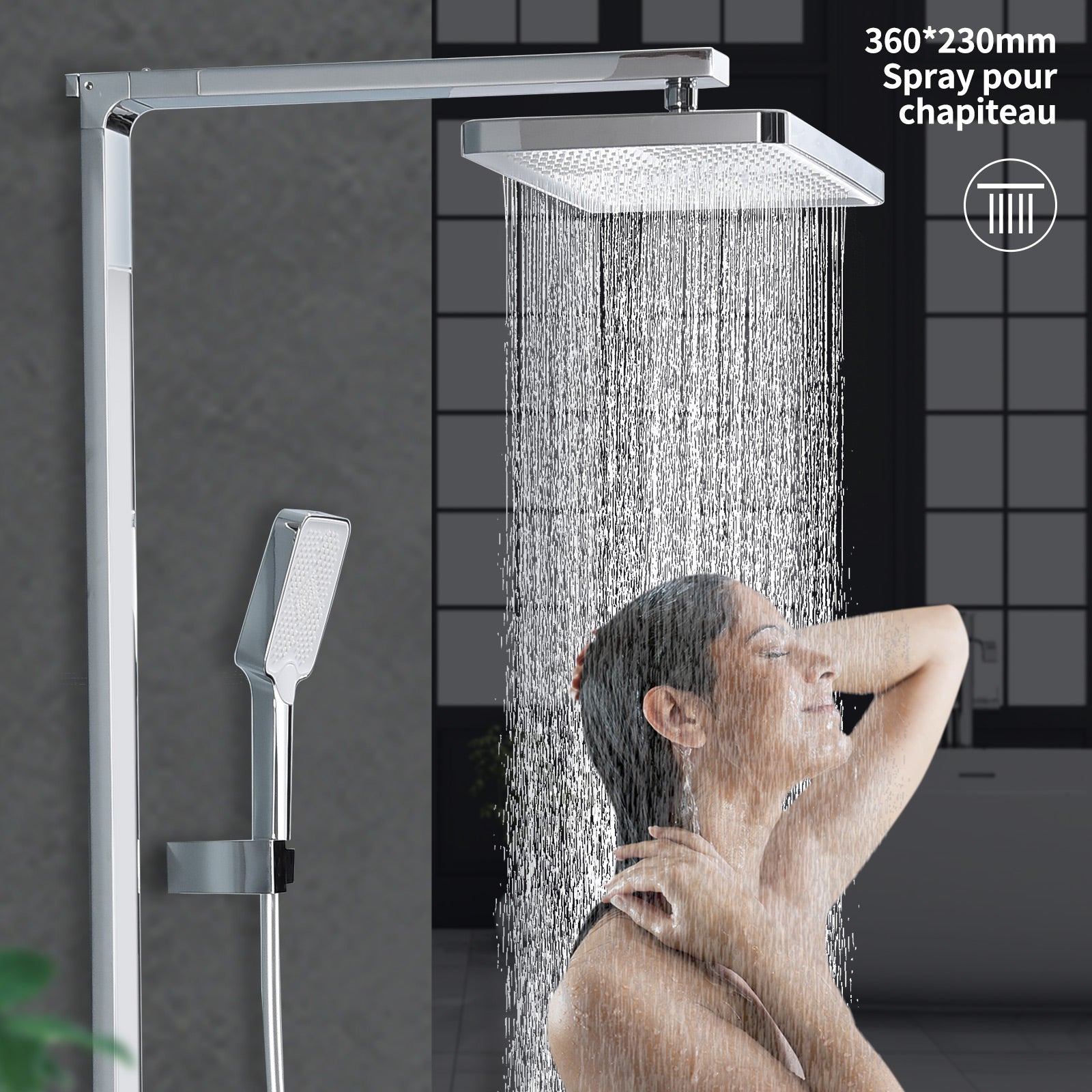 Homelody Colonne de Douche Thermostatique 40℃ avec Plateau de Rangement Ensemble de Douche en Laiton Chromé Kit de Douche 4 Fonctions Design Moderne