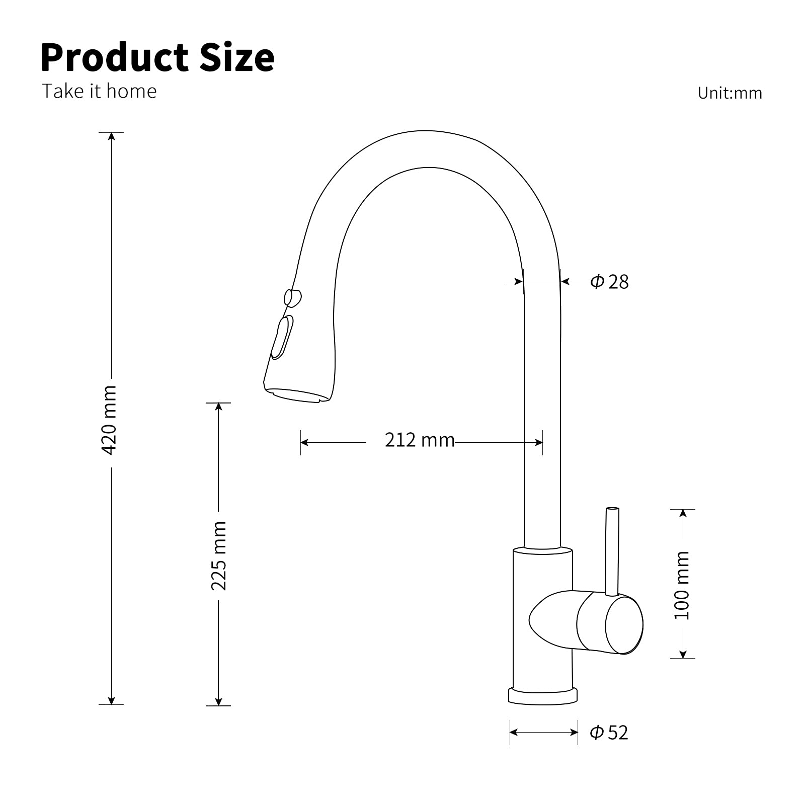 HOMELODY Robinet de cuisine avec douchette - Robinet de cuisine extensible avec 3 modes - Robinet de cuisine rotatif à 360° - Mitigeur d'évier extensible - Mitigeur monocommande en Laiton