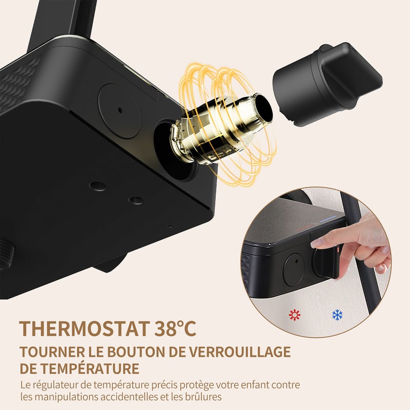 Homelody Colonne de douche thermostatique,Ensemble de colonne de douche avec plaque thermostatique de 40 cm,douchette à main avec 4 modes,Rond Douche de tête effet pluie 35cm,Douchette enfant,sortie d'eau