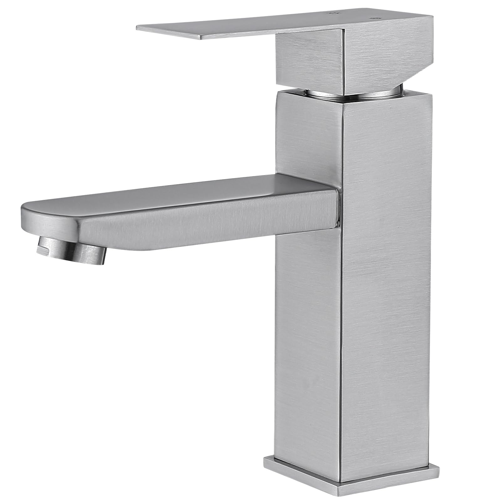 HOMELODY Robinet de salle de bain Robinet de lavabo Mitigeur carré Mitigeur monocommande Robinet de lavabo Acier inoxydable Salle de bain Robinet de salle de bain Brossé