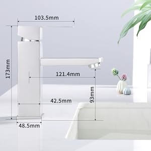 HOMELODY Robinet de salle de bain Robinet de lavabo Mitigeur carré Mitigeur monocommande Robinet de lavabo Acier inoxydable Salle de bain Robinet de salle de bain Brossé