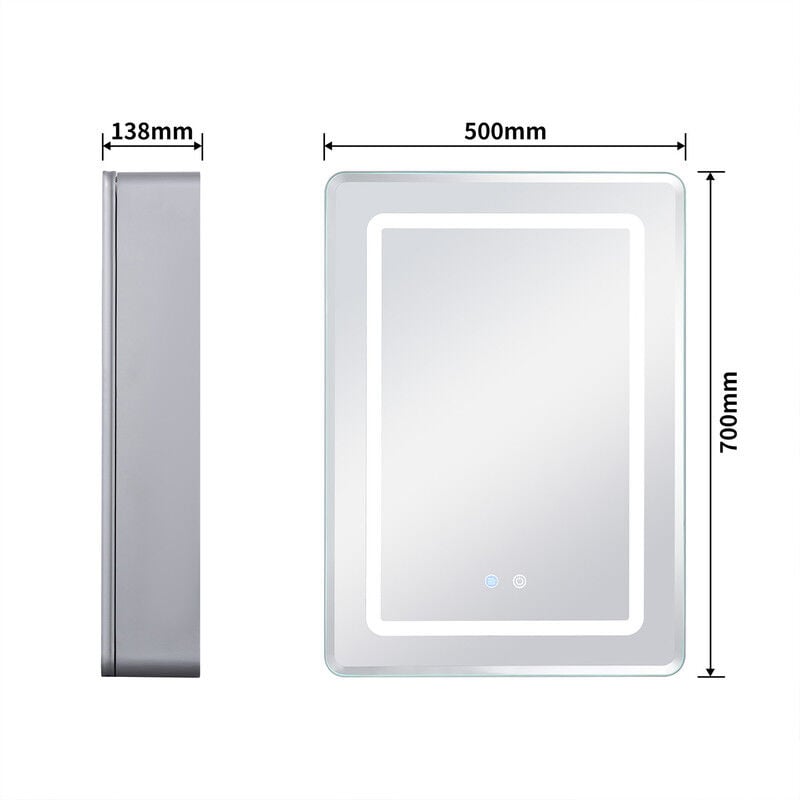 Homelody Homelody Miroir lumineux de salle de bain,Miroir de Maquillage LED,Miroir de Courtoisie Hollywood,Miroir double face,Avec fonction de désembuage,Écran tactile,3 couleurs d'éclairage et luminosité dimmable-50x7