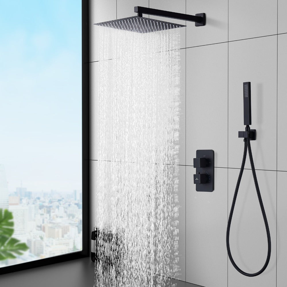 Moderne colonne douche noire avec mitigeur thermostatique homelody –  Homelody-fr